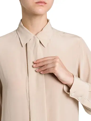 Kiton Women's Silk Long-Sleeve Shirt - Beige - Size 2 | Thumbnail 6 Kiton Women's Silk Long-Sleeve Shirt - Beige - Size 2 | Thumbnail 6