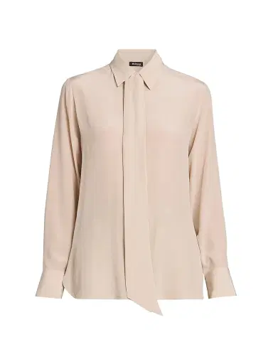 Kiton Women's Silk Long-Sleeve Shirt - Beige - Size 2 | Thumbnail 1 Kiton Women's Silk Long-Sleeve Shirt - Beige - Size 2 | Thumbnail 1