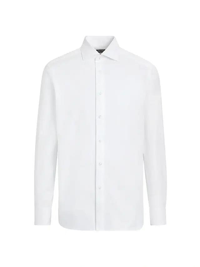 ZEGNA Men's Sea Island Cotton Long-Sleeve Tailoring Shirt - White