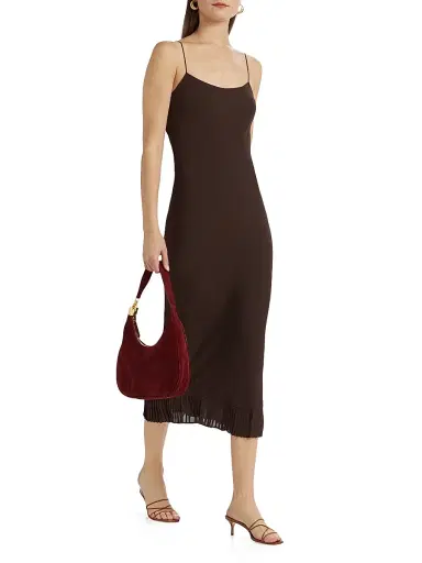 Reformation Women's Suki Pleated Hem Midi-Dress - Mole | Thumbnail 2