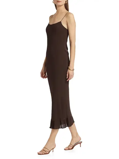 Reformation Women's Suki Pleated Hem Midi-Dress - Mole | Thumbnail 4