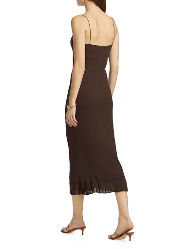 Reformation Women's Suki Pleated Hem Midi-Dress - Mole | Thumbnail 5
