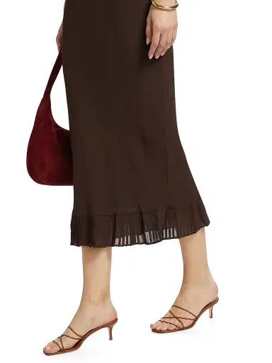 Reformation Women's Suki Pleated Hem Midi-Dress - Mole | Thumbnail 6