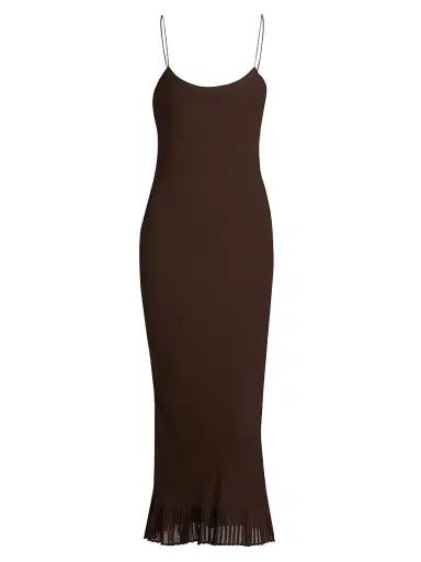 Reformation Women's Suki Pleated Hem Midi-Dress - Mole | Thumbnail 1