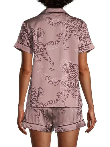 Averie Women's Two-Piece Tiger Sketch Shorts Pajama Set | Thumbnail 4 Averie Women's Two-Piece Tiger Sketch Shorts Pajama Set | Thumbnail 4