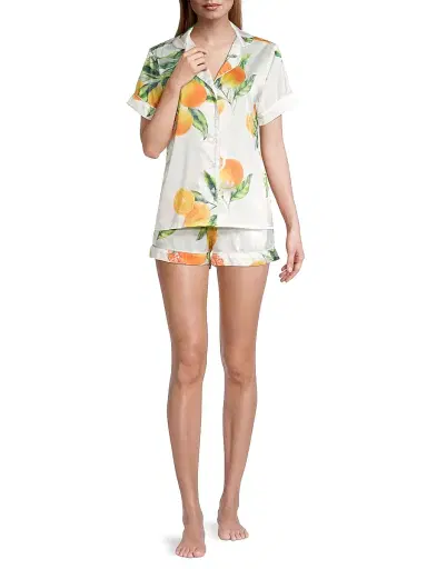 Averie Women's Two-Piece Orange & Grapefruits Print Shorts Pajama Set - White - Size XL | Thumbnail 2 Averie Women's Two-Piece Orange & Grapefruits Print Shorts Pajama Set - White - Size XL | Thumbnail 2