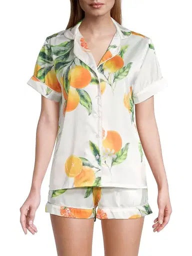 Averie Women's Two-Piece Orange & Grapefruits Print Shorts Pajama Set - White - Size XL | Thumbnail 3 Averie Women's Two-Piece Orange & Grapefruits Print Shorts Pajama Set - White - Size XL | Thumbnail 3