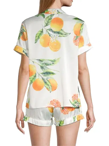 Averie Women's Two-Piece Orange & Grapefruits Print Shorts Pajama Set - White - Size XL | Thumbnail 5 Averie Women's Two-Piece Orange & Grapefruits Print Shorts Pajama Set - White - Size XL | Thumbnail 5