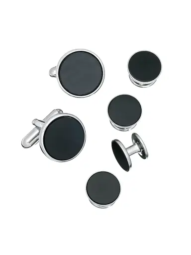Link Up Men's 6-Piece Enamel Round Stud & Cufflink Set | Thumbnail 1 Link Up Men's 6-Piece Enamel Round Stud & Cufflink Set | Thumbnail 1