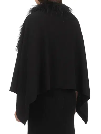 Gorski Women's Stole with Select Mongolian Lamb Trim - Black | Thumbnail 4 Gorski Women's Stole with Select Mongolian Lamb Trim - Black | Thumbnail 4
