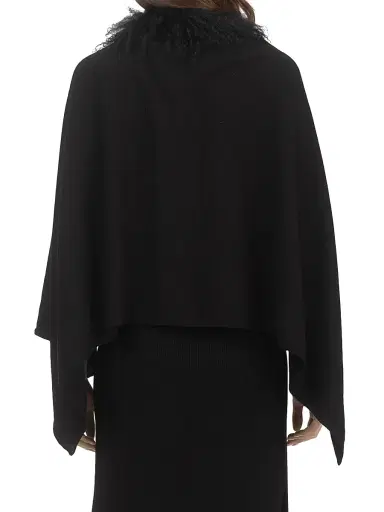 Gorski Women's Stole with Select Mongolian Lamb Trim - Black | Thumbnail 5 Gorski Women's Stole with Select Mongolian Lamb Trim - Black | Thumbnail 5