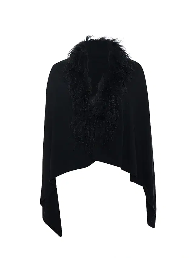 Gorski Women's Stole with Select Mongolian Lamb Trim - Black