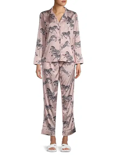 Averie Women's Two-Piece Zebra Print Pajama Set - Rose Pink - Size XS | Thumbnail 3