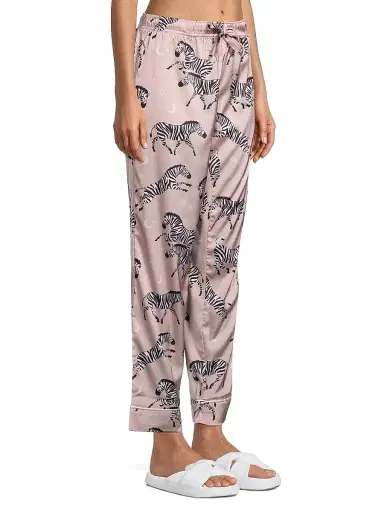 Averie Women's Two-Piece Zebra Print Pajama Set - Rose Pink - Size XS | Thumbnail 4