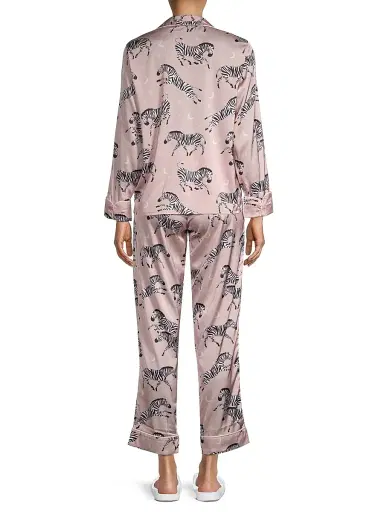 Averie Women's Two-Piece Zebra Print Pajama Set - Rose Pink - Size XS | Thumbnail 5