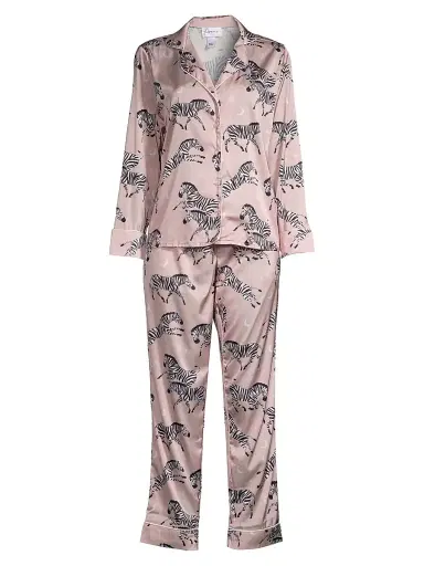 Averie Women's Two-Piece Zebra Print Pajama Set - Rose Pink - Size XS | Thumbnail 1