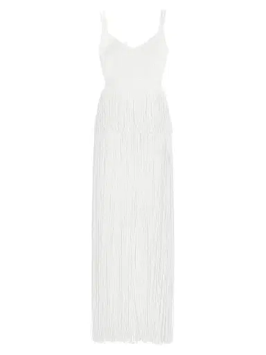 Hervé Léger Women's Strappy Ottoman Fringe Gown - Alabaster - Size XL | Thumbnail 1 Hervé Léger Women's Strappy Ottoman Fringe Gown - Alabaster - Size XL | Thumbnail 1