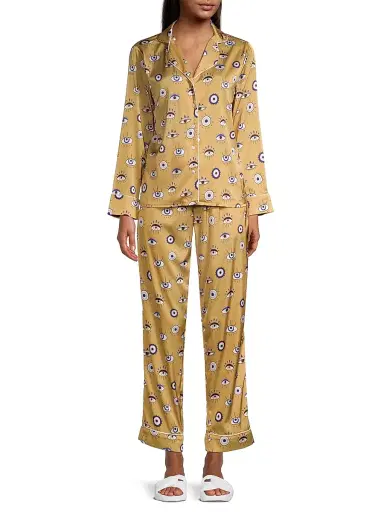 Averie Women's Evil Eye Amara Evil Eye Pajama Set - Bronze Gold - Size XL | Thumbnail 3