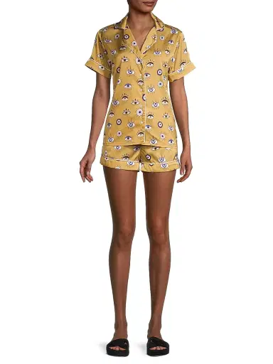 Averie Women's Two-Piece Amara Evil Eye Shorts Pajama Set | Thumbnail 2 Averie Women's Two-Piece Amara Evil Eye Shorts Pajama Set | Thumbnail 2