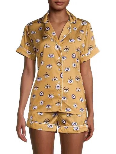 Averie Women's Two-Piece Amara Evil Eye Shorts Pajama Set | Thumbnail 3 Averie Women's Two-Piece Amara Evil Eye Shorts Pajama Set | Thumbnail 3