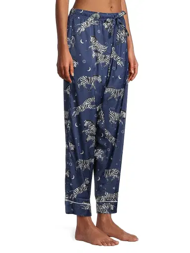 Averie Women's Two-Piece Zebra Print Pajama Set - Deep Blue | Thumbnail 4 Averie Women's Two-Piece Zebra Print Pajama Set - Deep Blue | Thumbnail 4