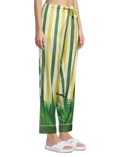 Averie Women's Two-Piece Stripes & Jungle Print Pajama Set - Olive Gold - Size XL | Thumbnail 4