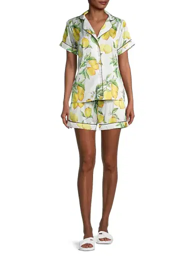 Averie Women's Two-Piece Citrus Print Short Pajama Set | Thumbnail 2 Averie Women's Two-Piece Citrus Print Short Pajama Set | Thumbnail 2