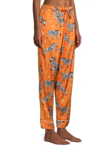 Averie Women's Two-Piece Zebra Print Pajama Set - Orange - Size XS | Thumbnail 4