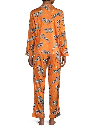 Averie Women's Two-Piece Zebra Print Pajama Set - Orange - Size XS | Thumbnail 5