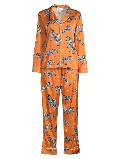 Averie Women's Two-Piece Zebra Print Pajama Set - Orange - Size XS | Thumbnail 1