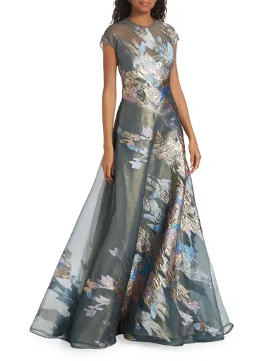 Rene Ruiz Collection Women's Metallic Fil Coupé A-Line Gown | Thumbnail 2 Rene Ruiz Collection Women's Metallic Fil Coupé A-Line Gown | Thumbnail 2