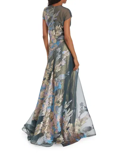 Rene Ruiz Collection Women's Metallic Fil Coupé A-Line Gown | Thumbnail 4 Rene Ruiz Collection Women's Metallic Fil Coupé A-Line Gown | Thumbnail 4