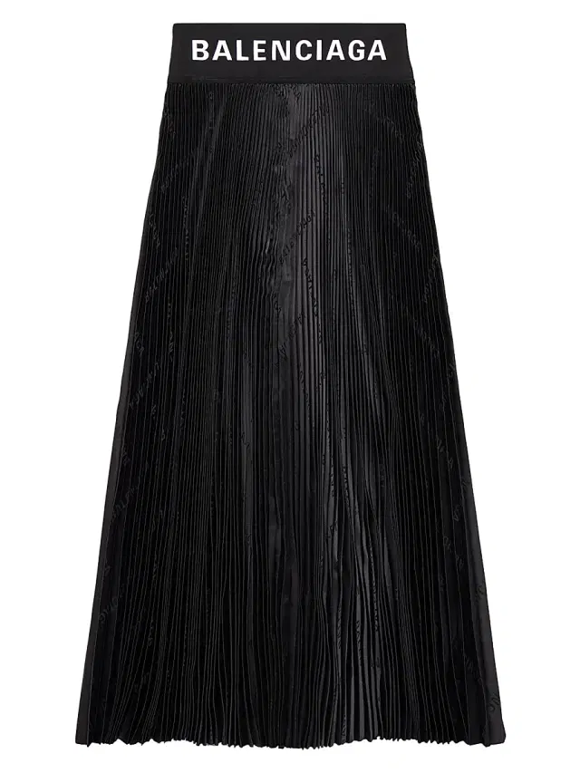 Balenciaga Women's Diagonal Allover Pleated Skirt - Black