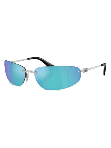 Miu Miu Women's 69MM Shield Sunglasses - Blue Purple Silver | Thumbnail 1