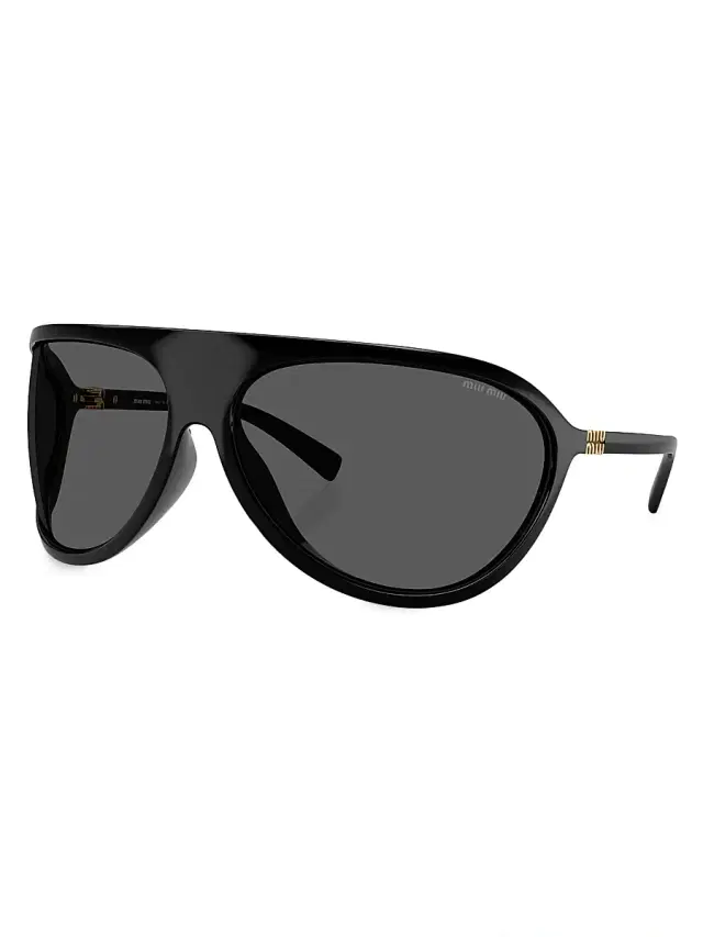 Women's 75MM Wraparound Sunglasses - Black Dark Grey