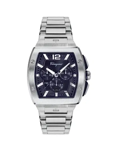 FERRAGAMO Men's F-80 Tonneau Stainless Steel Chronograph Watch - Stainless Steel | Thumbnail 1