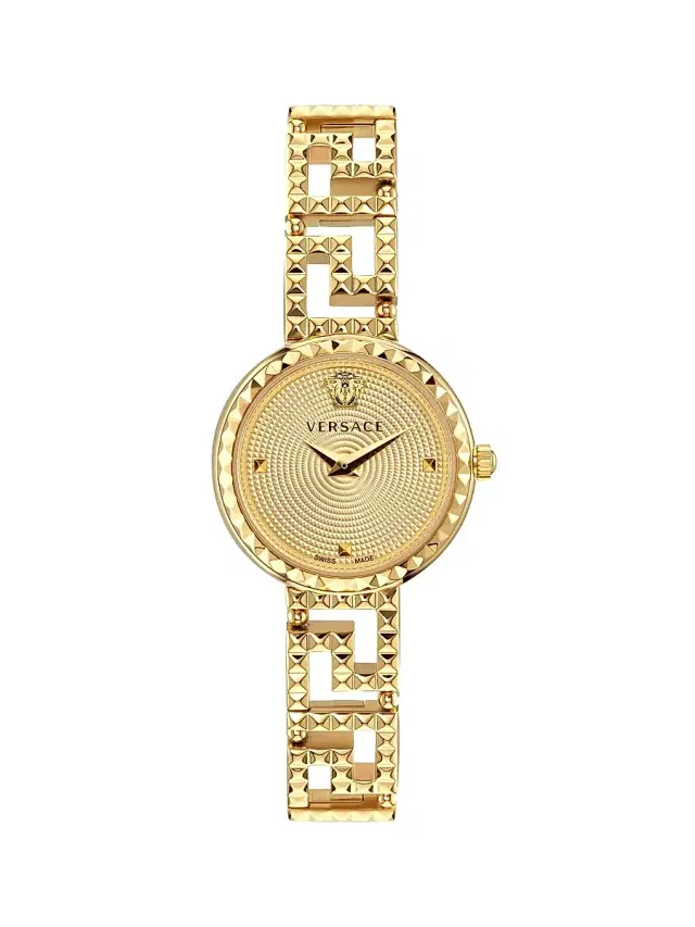 Men's Greca Goddess IP Yellow Gold Stainless Steel Bracelet Watch/28MM - Yellow Gold