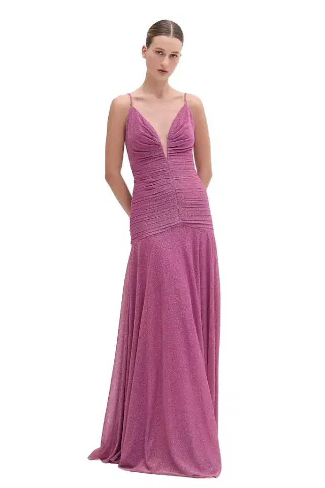 PatBo METALLIC PLUNGE GOWN