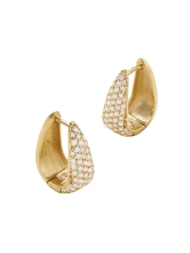 Jennifer Meyer Mini Elongated Teardrop 18-karat Gold Diamond Hoop Earrings