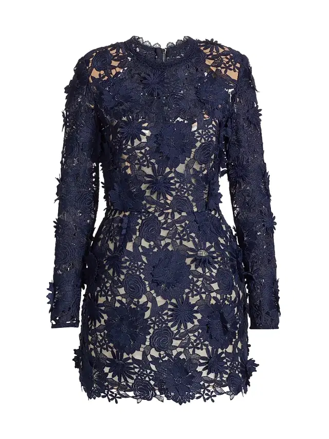 Bronx Banco Women's Maia Floral Appliqué Lace Minidress - Navy