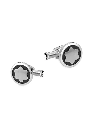 Montblanc Men's Star Stainless Steel & Onyx Cufflinks | Thumbnail 1 Montblanc Men's Star Stainless Steel & Onyx Cufflinks | Thumbnail 1