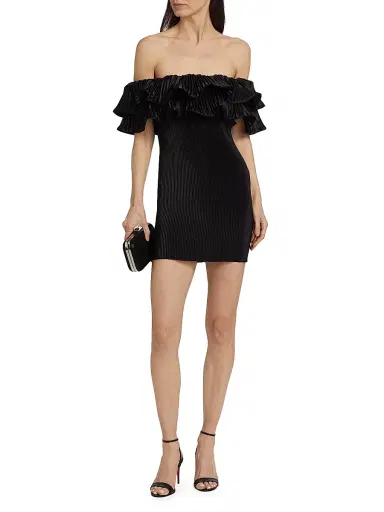 L'Idée Women's Off-The-Shoulder Pleated Minidress | Thumbnail 2
