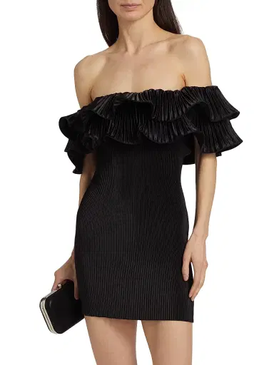 L'Idée Women's Off-The-Shoulder Pleated Minidress | Thumbnail 3