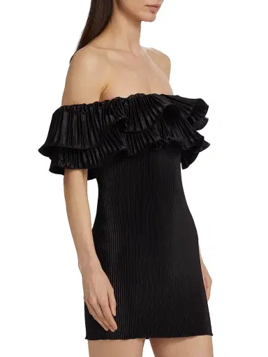 L'Idée Women's Off-The-Shoulder Pleated Minidress | Thumbnail 4