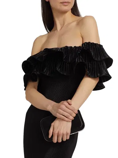 L'Idée Women's Off-The-Shoulder Pleated Minidress | Thumbnail 6