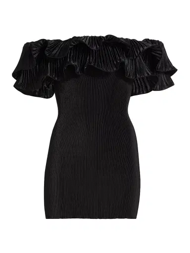 L'Idée Women's Off-The-Shoulder Pleated Minidress | Thumbnail 1