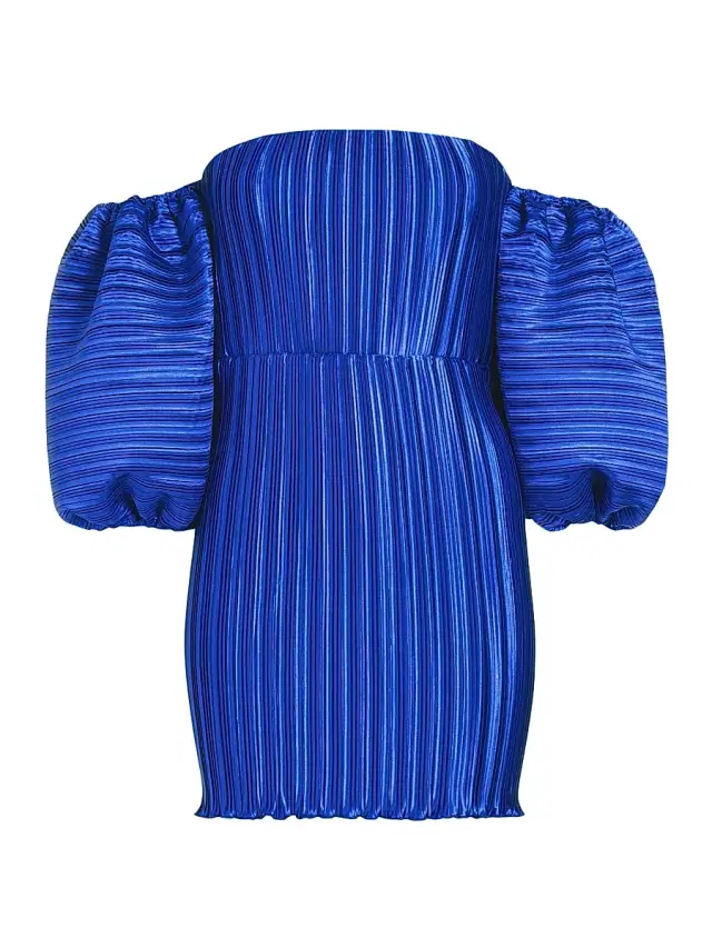 L'Idée Women's Sirene Pleated Off-The-Shoulder Minidress - Moroccan Blue