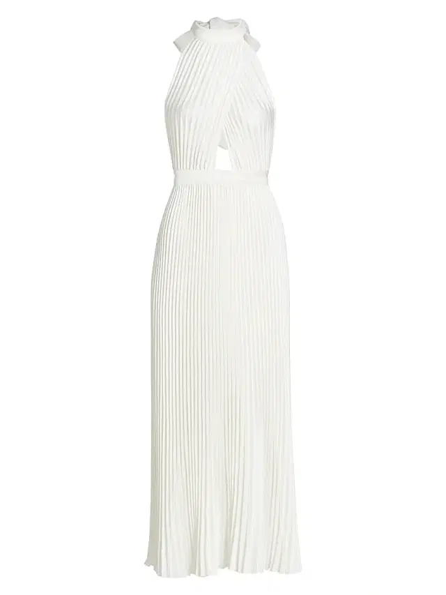 L'Idée Women's Renaissance Sleeveless Pleated Gown - Blanc