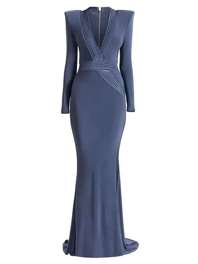 Zhivago Women's Battle Lines The Heiress V-Neck Gown - Grey