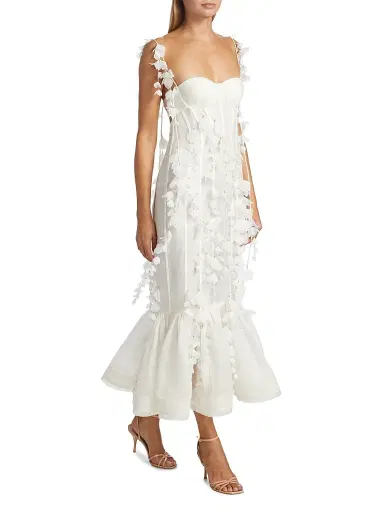 Zimmermann Women's Petal Appliqué Linen-Silk Corset Gown - Natural - Size 8 | Thumbnail 3 Zimmermann Women's Petal Appliqué Linen-Silk Corset Gown - Natural - Size 8 | Thumbnail 3